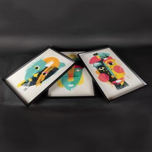 DEKOARTE Circular - 3 Piece Single Picture Frame Art Prints Set on Wood