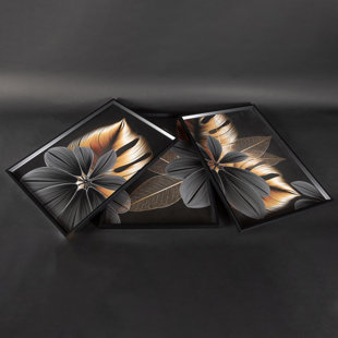 DEKOARTE Circular - 3 Piece Single Picture Frame Painting Set on Wood