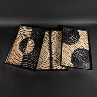 DEKOARTE Circular - 3 Piece Single Picture Frame Painting Set on Wood