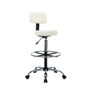 WROUGHT STUDIO™ Ardjan Elevate Your Workspace with Rolling stool for office, Adjustable Drafting Stool with Footrest, Office Stool Adjustable Height