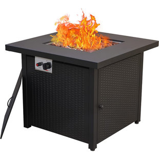 WINSTON PORTER Dorolice Square Steel Propane Smokeless Fire Pit Table with Hidden Fuel Tank