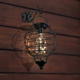 Exhart Solar Wire Hanging Lantern with 10 Warm LEDs, 14 Inches