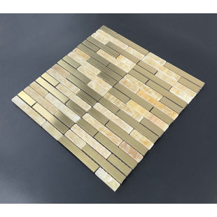 ES STONE Honey Onyx and Gold Metal Brick Joint Mosaic Wall Tile