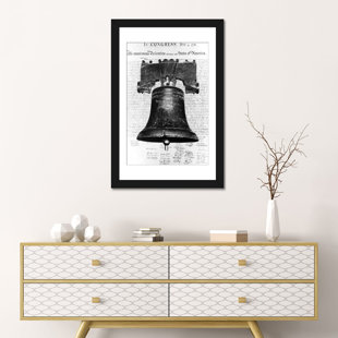 EAST URBAN HOME " 1940s Liberty Bell Superimposed Over Copy Of Declaration Of Independence " by Vintage Images