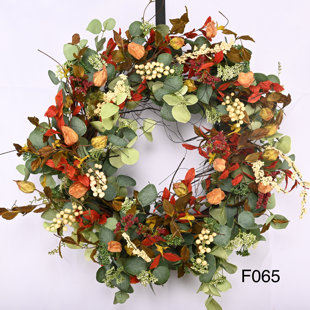 PRIMRUE Handcrafted Faux Eucalyptus, Berry 26'' Wreath