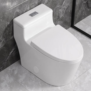 YINGZE Low Profile Dual Flush Elongated One Piece Toilet with Standard Seat Height