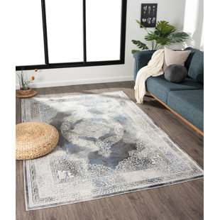 MDA RUG IMPORTS Volos Collection Cream & Medium Gray Medallion Area Rug