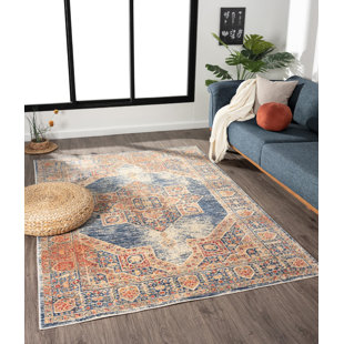 MDA RUG IMPORTS Heriz Collection Southwestern Medallion Blue Area Rug