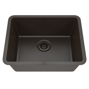 LEXICON QUARTZ 23" x 18" Quartz Kitchen Sink, Single Bowl Sink, Drop-in Sink, Undermount Sink, Granite Kitchen Sink, with Steel Grids and Basket Strainer