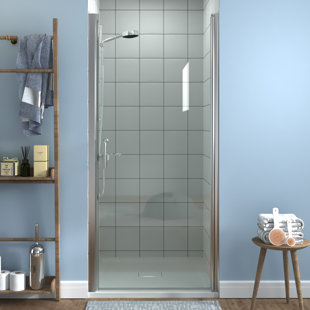 EXBRITE 34-35.5 in.W x 72 in.H Pivot Frameless Glass Shower Door