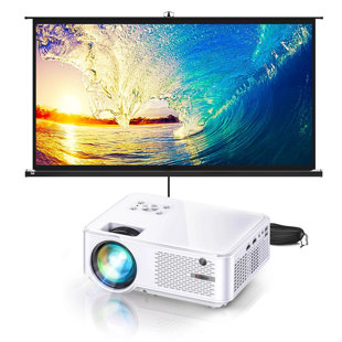 Bomaker Projector Screen With Stand, 100Inch Projection Screen And 720P Wifi Projector For Movie