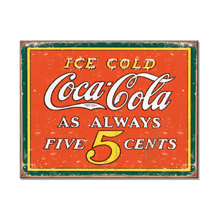 DESPERATE ENTERPRISES Coke - Always 5 Cents Metal Wall Decor