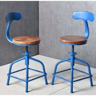 TOPOWER Swivel Adjustable Height Counter Stool with Metal Frame (Set of 2)