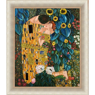 OVERSTOCK ART " Kiss In The Garden (Luxury Line) " by Gustav Klimt Painting Print