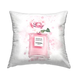 STUPELL INDUSTRIES Pink Flower Perfume Fashion Glam Design Decorative Printed Throw Pillow By Amanda Greenwood