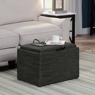 EBERN DESIGNS Darleth 22.75" Wide Fabric Rectangle Ottoman with Reversible Tray