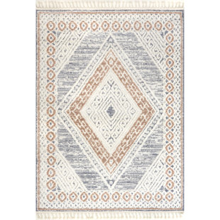 UNION RUSTIC Acacia Raised Diamond Tasseled Area Rug