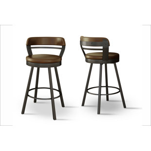 TRENT AUSTIN DESIGN® Neufeld Swivel Upholstered Counter Stool with Metal Frame (Set of 2)