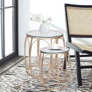 ADECO TRADING Glass Frame Nesting Tables