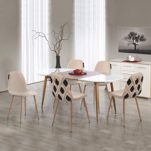 DAKOTA FIELDS Ameet Tufted Linen Solid Back Side Chair (Set of 4)