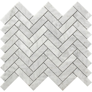 ROCA TILES Chevron Wh & Gr Marble Mos 11x12