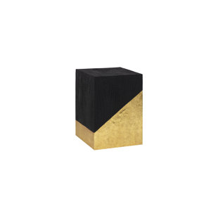 PHILLIPS COLLECTION Scorched Side Table Black And Gold Leaf