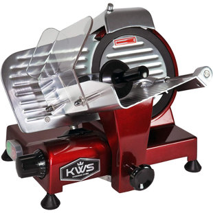 KWS KITCHENWARE STATION KWS 200W Electric Meat Slicer 7.67 Polytetrafluoroethylene Blade, Frozen Meat/ Deli Meat Slicer Low Noises