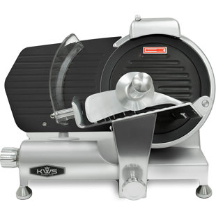 KWS KITCHENWARE STATION KWS 320W 10-Inch Electric Meat Slicer + Polytetrafluoroethylene Blade, Extended Back Space, Frozen Meat Cheese Slicer