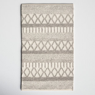 JOSS & MAIN Gayle Handmade Flatweave Wool Gray/Ivory Rug