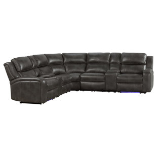 IMAGIO HOME BY INTERCON Silhouette 6-Piece Recliner Sectional with Dual-Power Recline & Headrest, Slate