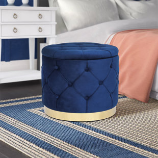 ADECO TRADING Velvet Ottoman