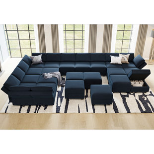 EBERN DESIGNS Wylodene 116.6'' Wide Velvet Reversible Modular Corner Sectional