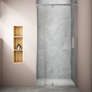 TOOLKISS 36 in. W x 72 in. H Pivot Swing Semi-Frameless Shower Door with 1/4" Tempered Glass