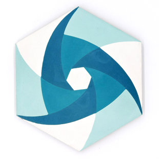 MOROCCAN CRAFT MASTERS Manasour 8" x 9" Cement Patterned Wall & Floor Tile