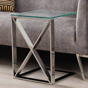 CANORA GREY Horatio C Shape Sofa Table for Living Room Furniture, 55cm Metal Bed Side Table, End Table