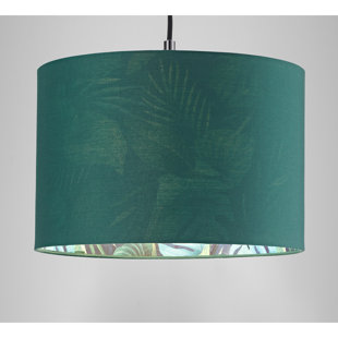 HAPPY HOMEWARES 20cm H x 30cm W Cotton Drum Lamp Shade ( Screw On ) in Green