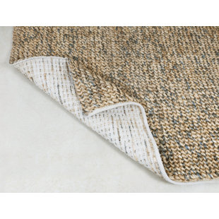 Honey Comb Handmade Solid Flatweave Brown/Navy Blue Jute Area Rug By Tufty Home
