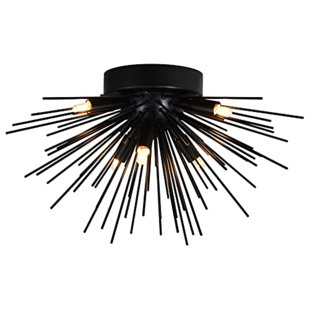 CWI LIGHTING Savannah 6 - Light Black Flush Mount