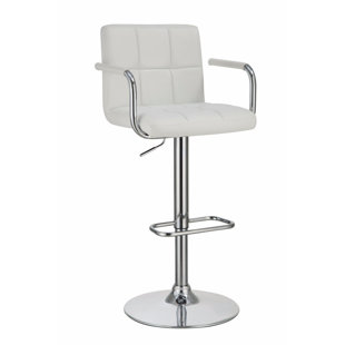 ORREN ELLIS Wootton Swivel Upholstered Adjustable Height Counter Stool with Metal Frame
