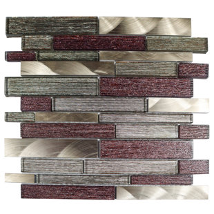 SYMPLE STUFF Arko 12" x 12" Glass Linear Random Mosaic Wall Tile