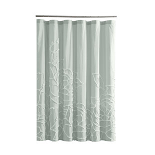 PERI HOME 100% Cotton Floral Single Shower Curtain Green