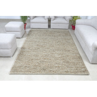 Noori Polka Dots Handmade Flatweave Brown Chunky Jute & Ivory Striped Wool Area Rug By Tufty Home