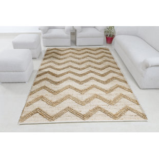 Jaz Chevron Handmade Flatweave Brown/White Jute Area Rug By Tufty Home