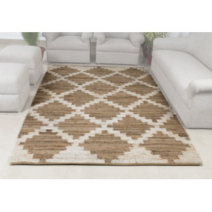 Alfa Southwestern Handmade Flatweave Brown & White Jute Area Rug By Tufty Home