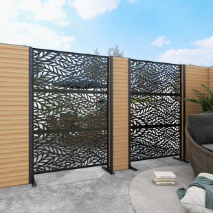 UIXE 6.5 ft. H x 4 ft. W Metal Privacy Screen (Set of 2)