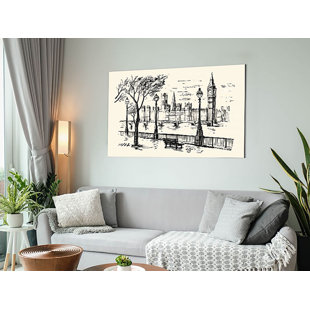LARK MANOR Outline Of The Houses Of Parliament - Unframed Graphic Art on Metal
