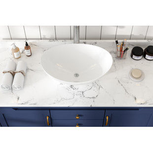 MEJE 13'' White Ceramic Oval Bathroom Sink