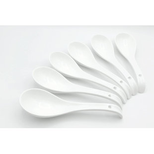 Furmaware White Porcelain Asian Soup Spoons (Set of 6)