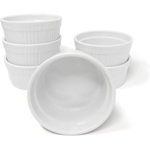 Furmaware 8 oz White Ceramic Round Ramekins (Set of 6)