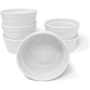 Furmaware 4 oz White Ceramic Round Ramekins (Set of 6)